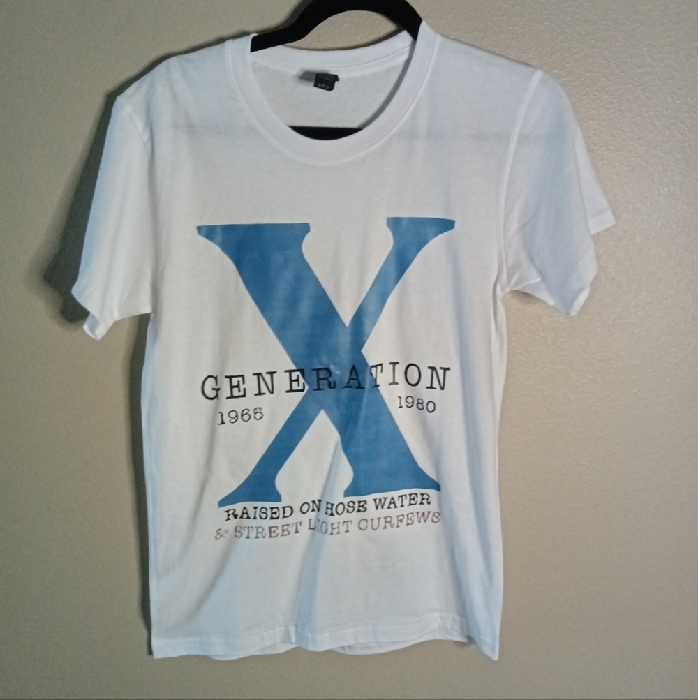 🦋 Generation X 1965-1980 T-Shirt White Unisex Casual Vintage Inspired Top Small